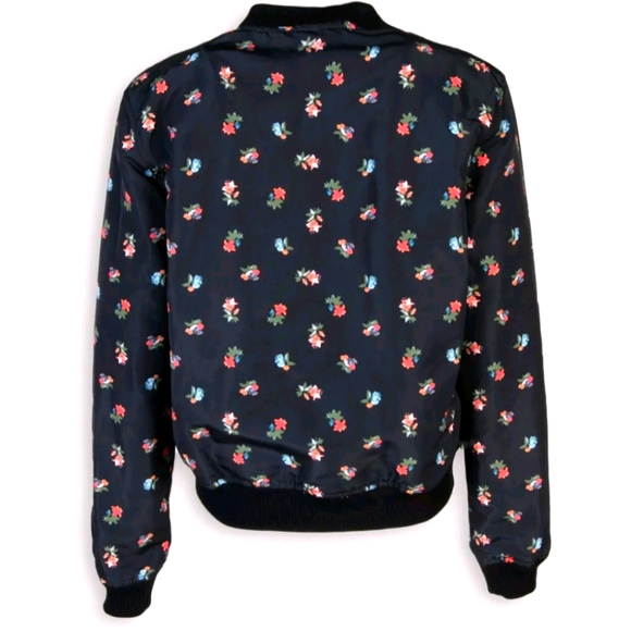 RRP €180 Designer KENGSTAR Bomber Jacket US2 XS Black Floral Pattern Full Zip - Picture 2 of 7